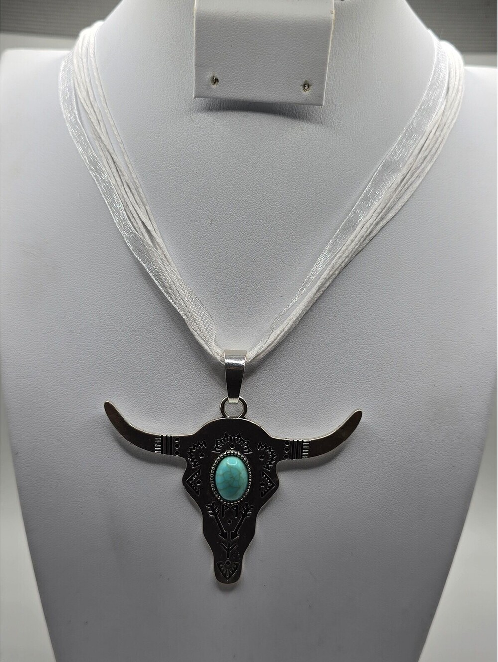 Western Longhorn Bull Skull Turquoise Pendant Necklace fashi